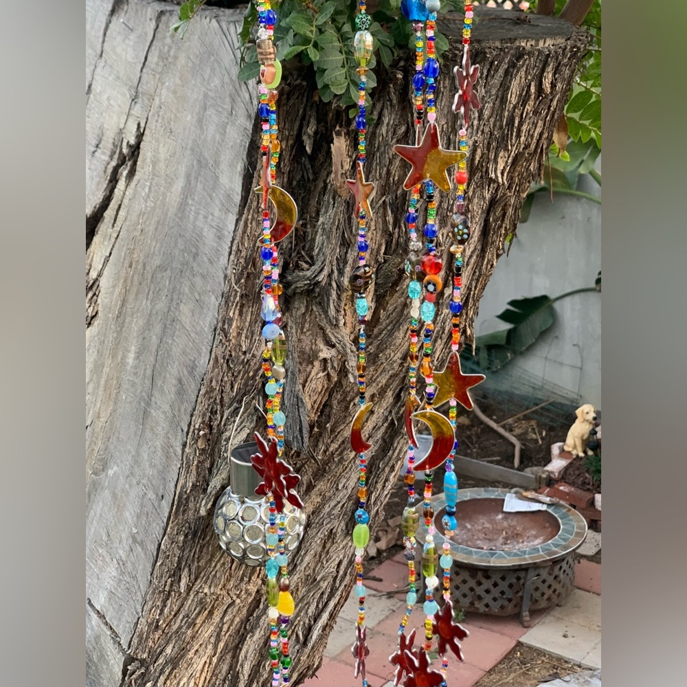 Celestial Strand Chakra Rainbow Sun Moon & Star Strand Sun Catcher Window Decor - Picture 6 of 13